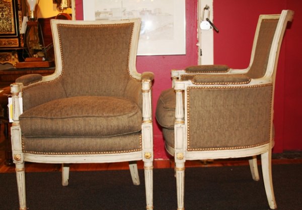 Pair of Louis XVI Bergeres Style Chairs