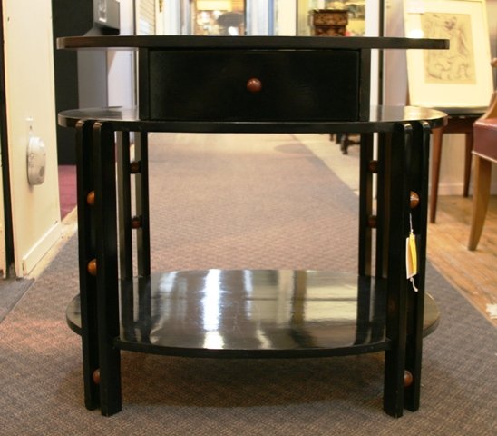 Early/Mid Century Joseph Black Lacquer Oval Table