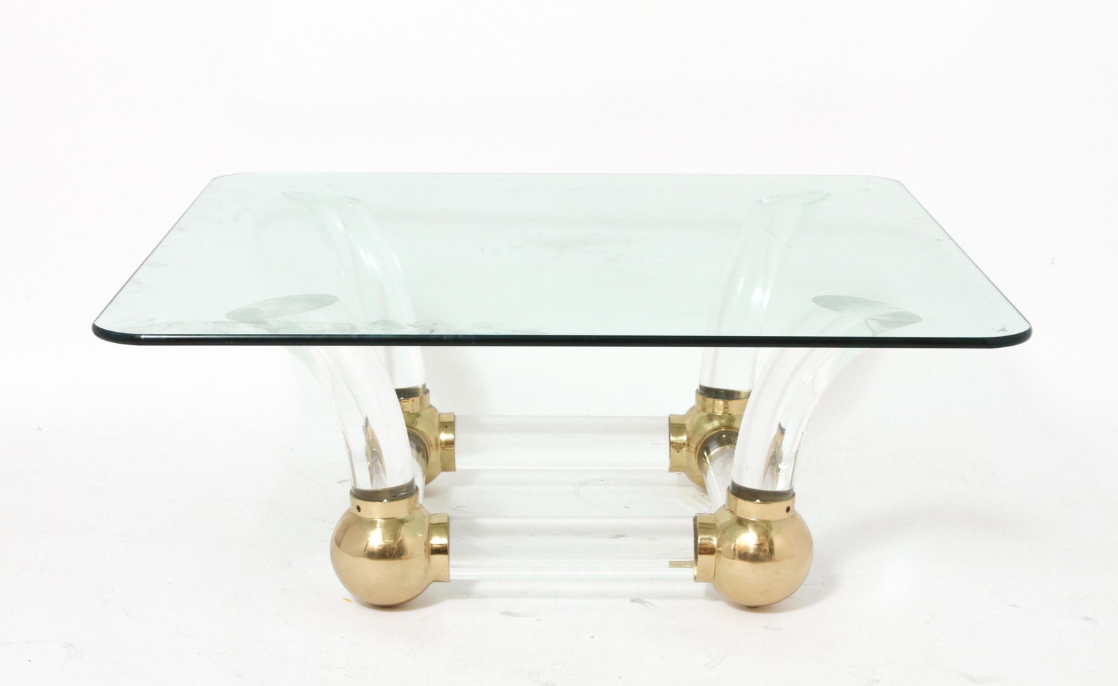 Karl Springer Style Acrylic & Brass Coffee Table (1 of 5)