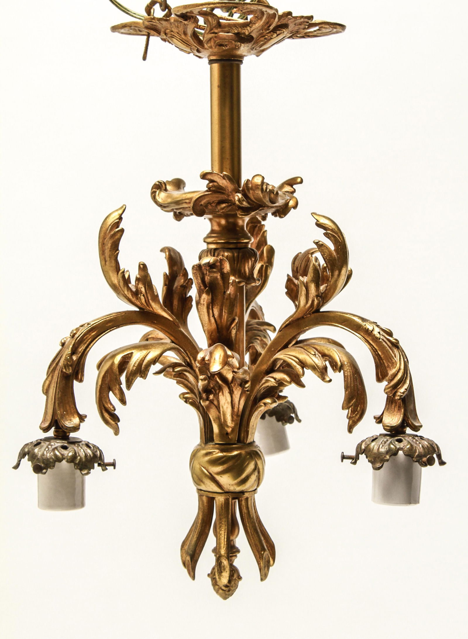 Baroque Manner Three Light Brass Chandelier (1 of 3)