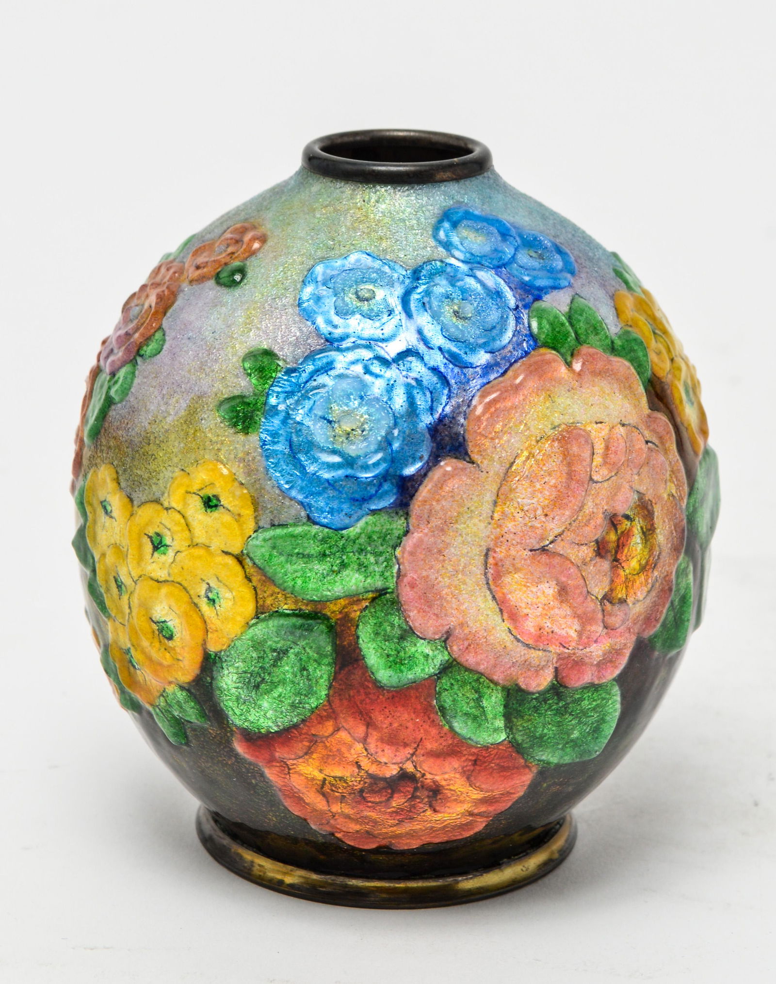 Camille Faure Art Nouveau Floral Enameled Vase (1 of 5)