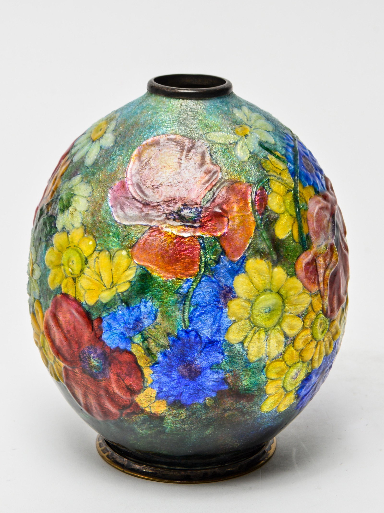 Camille Faure Art Nouveau Floral Enameled Vase (1 of 8)