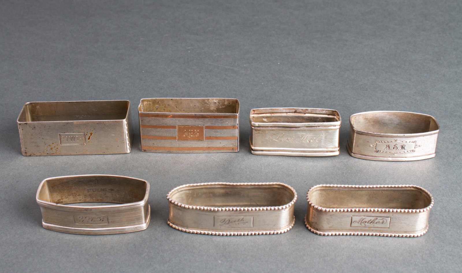 Sterling Silver Napkin Rings Group of 7 (1 of 6)