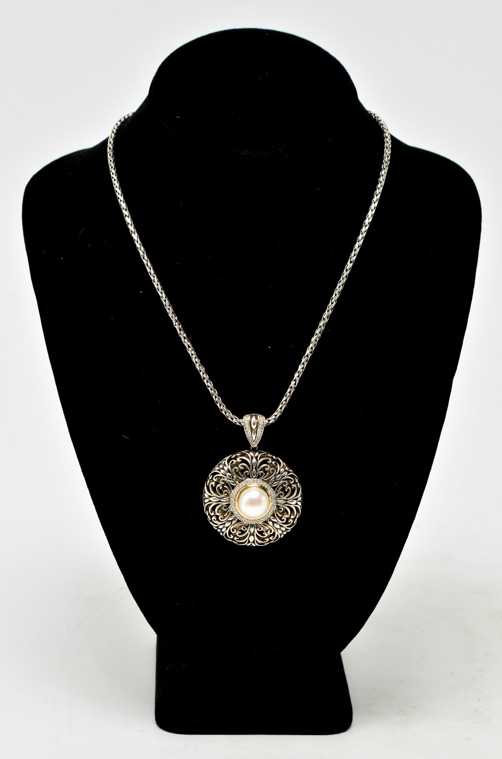T&C 14K Gold & Silver Pearl & Diamonds Pendant (1 of 7)