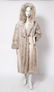 Ladies' Long White & Black Fur Coat w Hood - 10