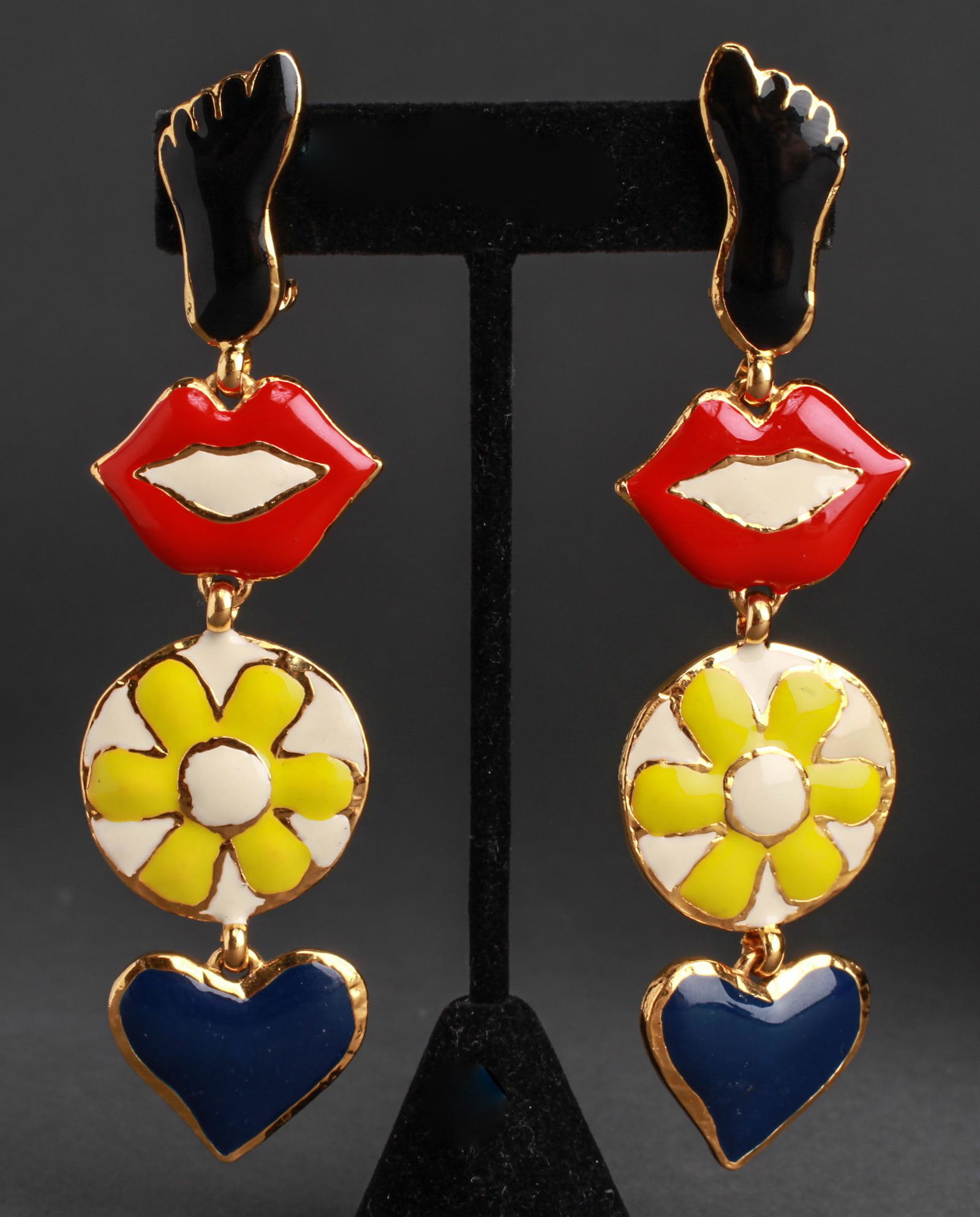 Christian Lacroix Foot & Mouth Enamel Earrings (1 of 4)