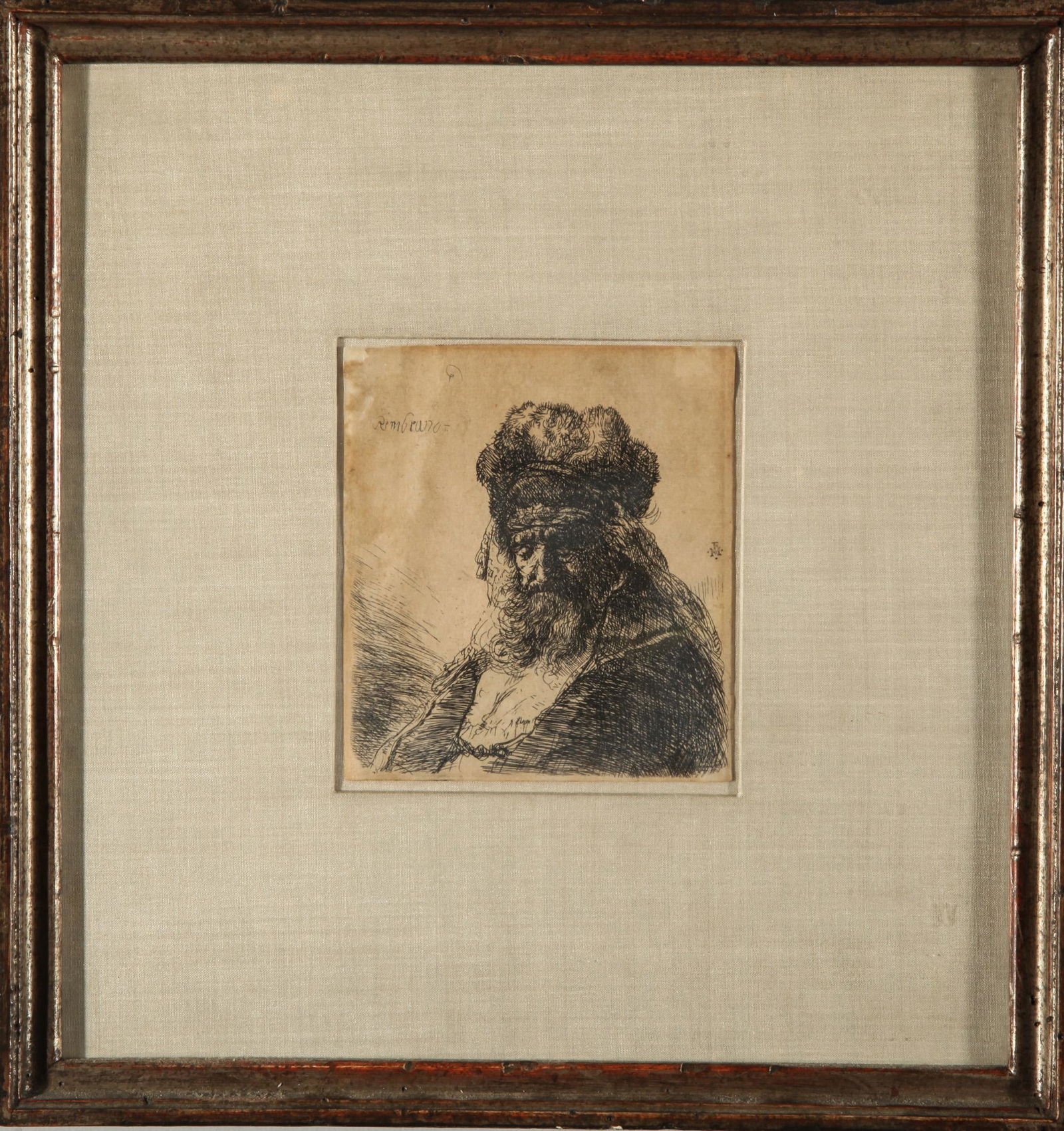 Rembrandt Old Bearded Man in High Fur Cap Etching (1 of 6)