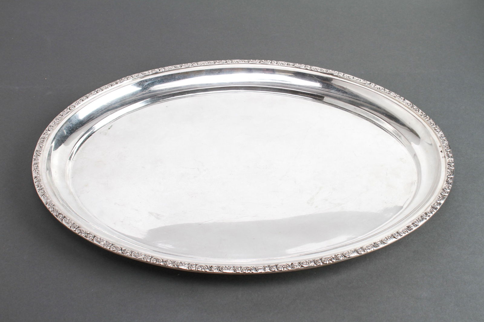Continental Silver Oblong Tray w Scroll Border (1 of 3)