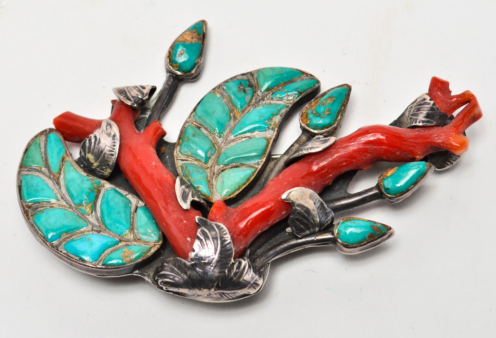 Southwest Native American Silver Turquoise Brooch (1 of 7)