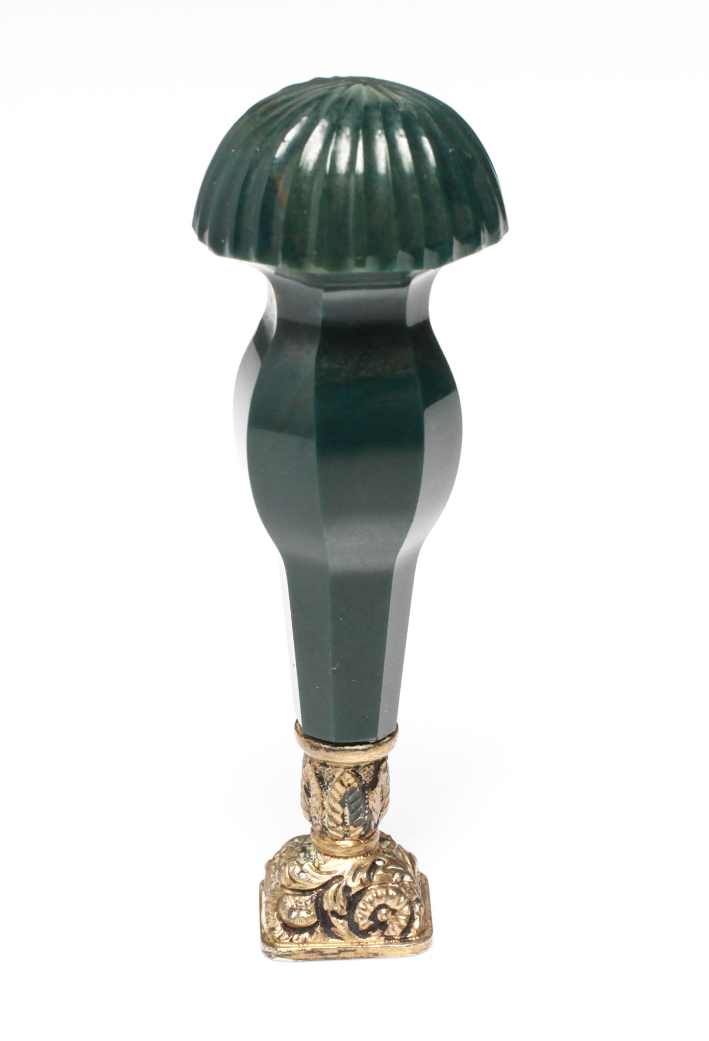 Wax Seal w Carved Jasper & Gilt Bronze 19th C. (1 of 3)
