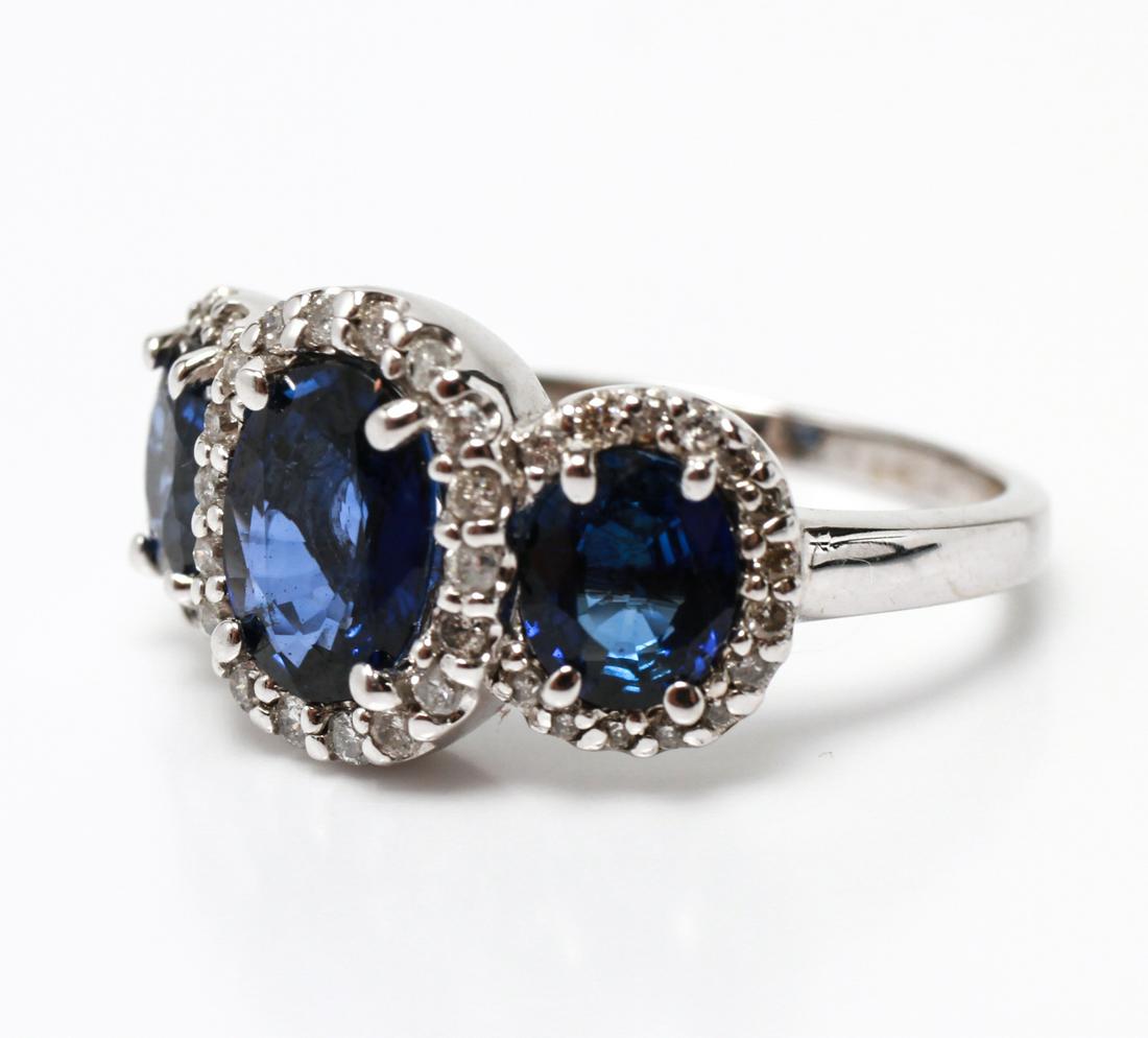 Effy 14K White Gold Sapphire & Diamonds Ring (1 of 7)