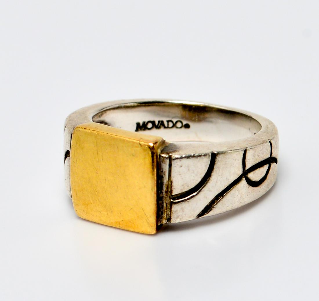 Movado 18K Yellow Gold & Silver Signet Ring (1 of 5)