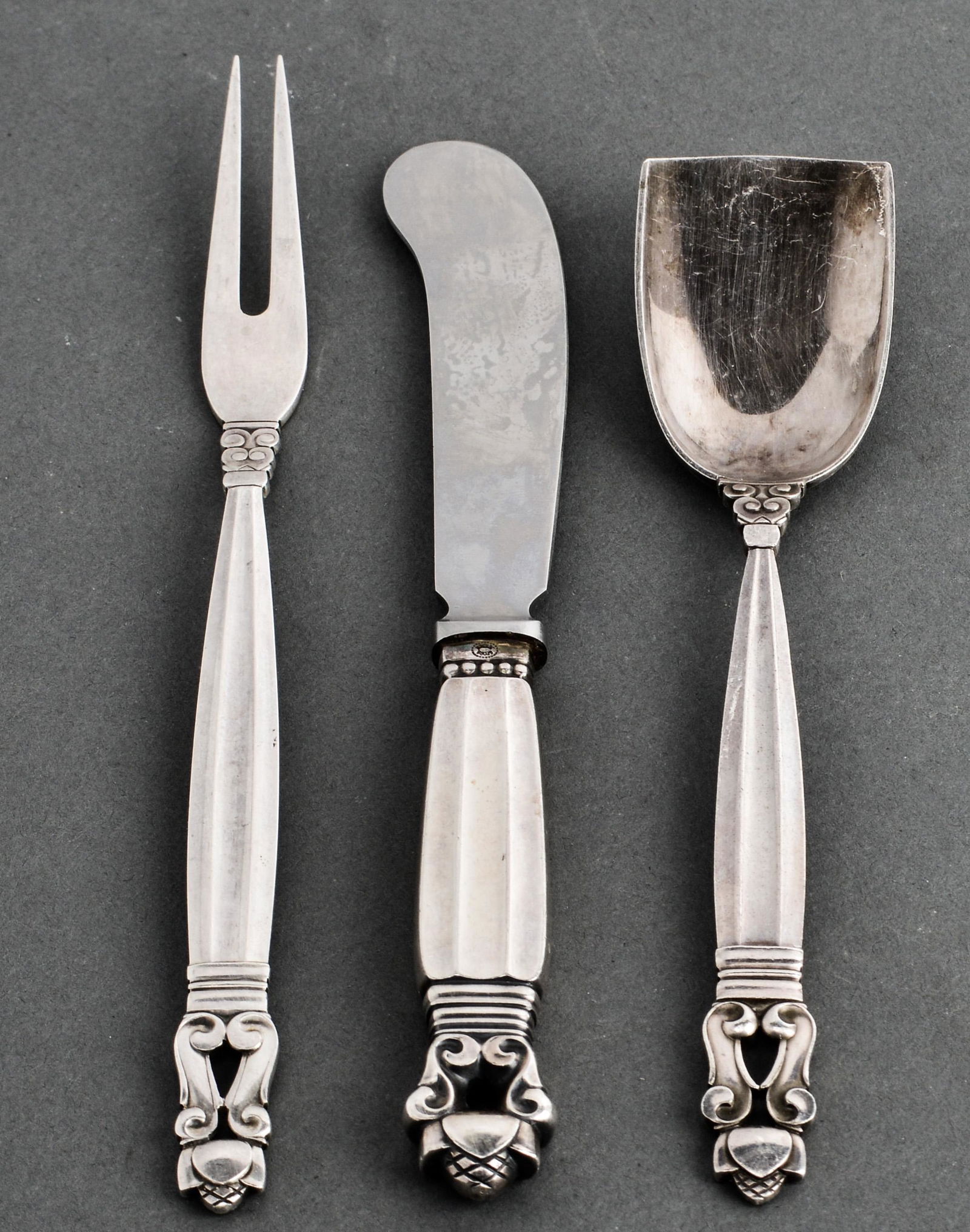 George Jensen Silver Acorn Serving Utensils, 3 (1 of 5)