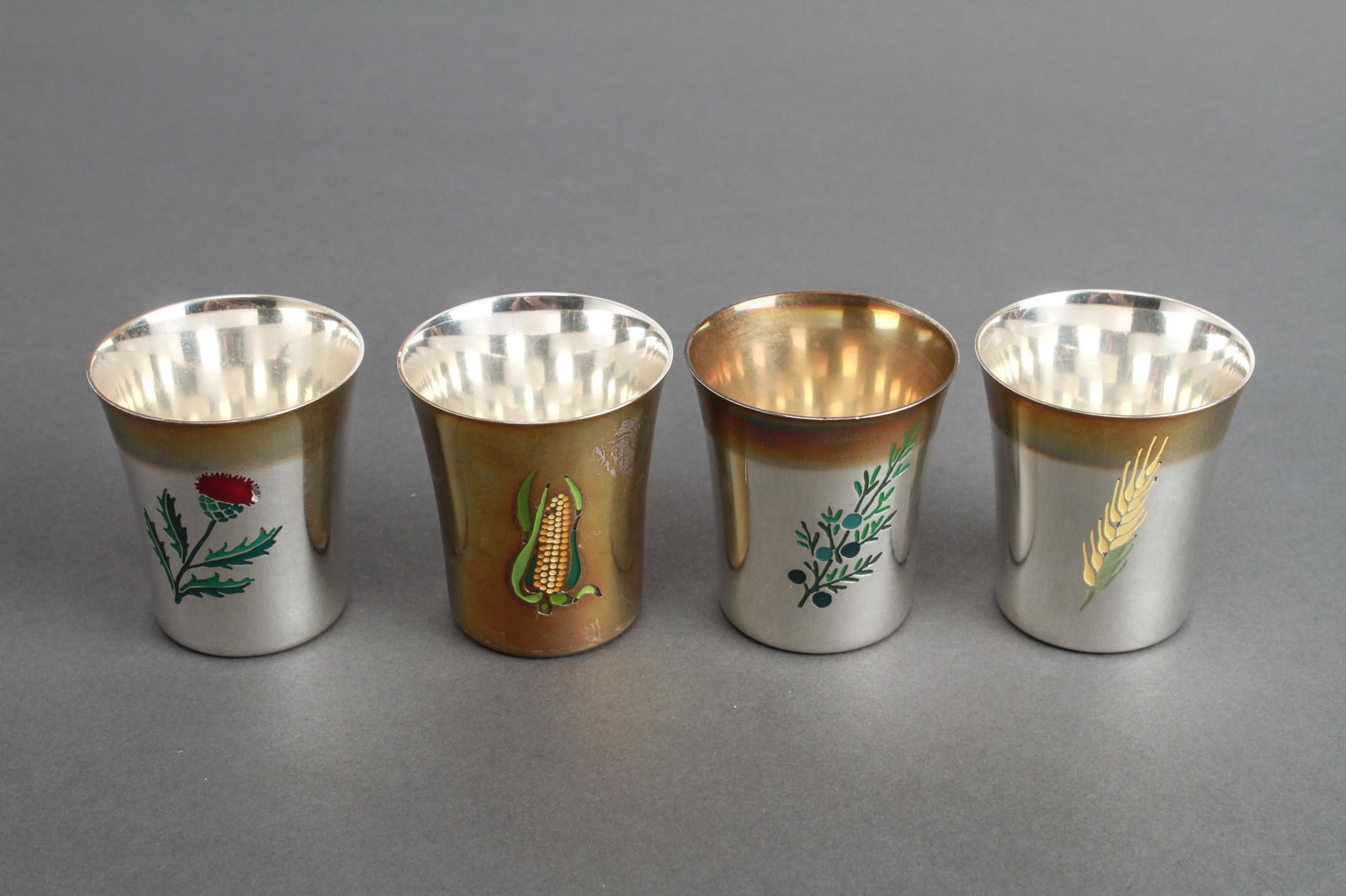 Tiffany & Co. Silver & Enamel Cups, Set of 4 (1 of 4)