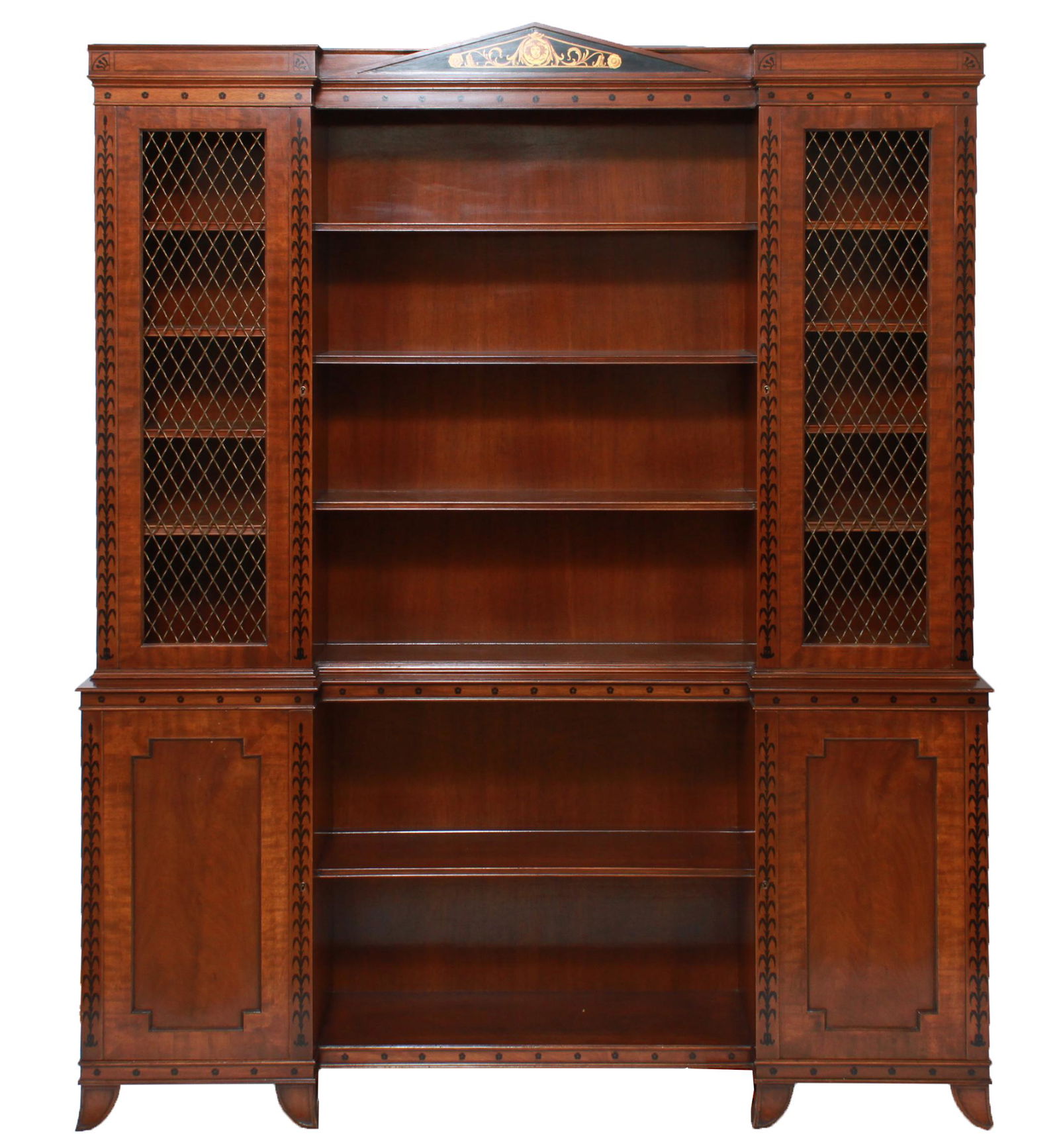 Adams Style Neoclassical 2-Pc Breakfront Cabinet (1 of 8)