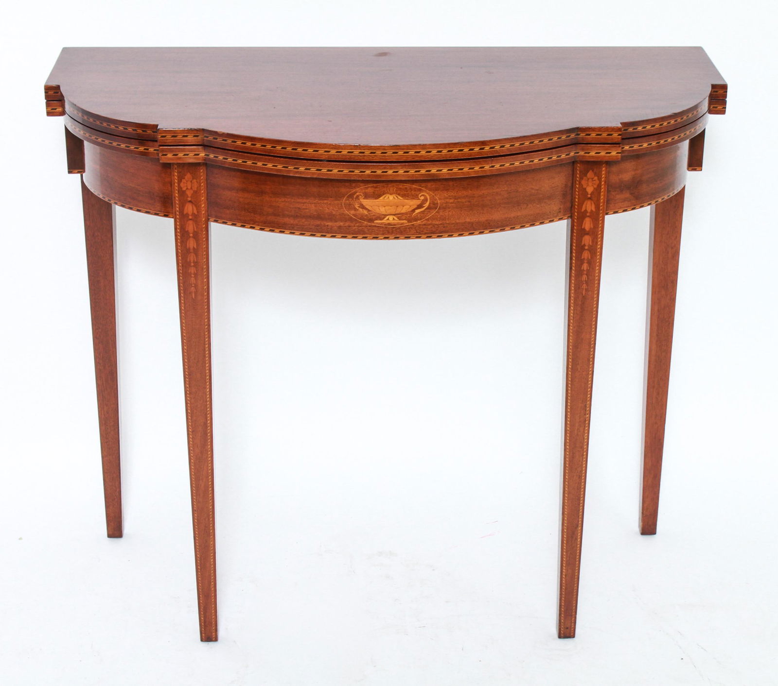 Hepplewhite Style Flip-Top Game Table w Inlay (1 of 6)