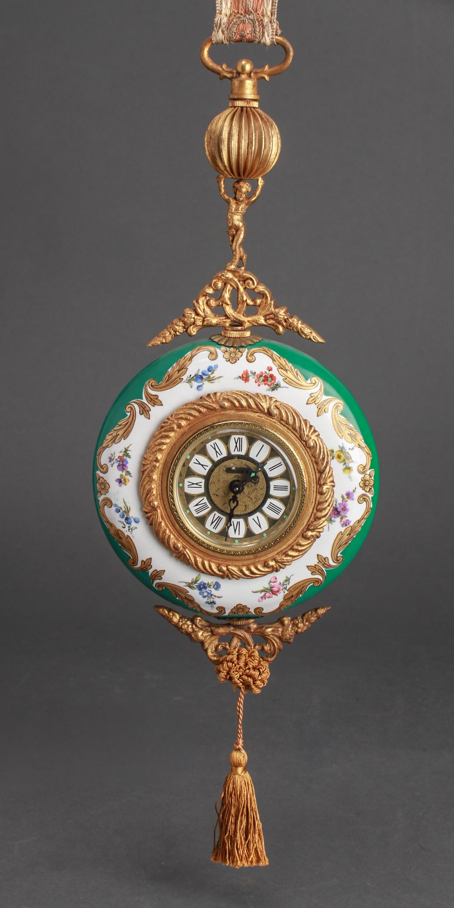 West Germany Porcelain & Gilt Metal Wall Clock (1 of 6)