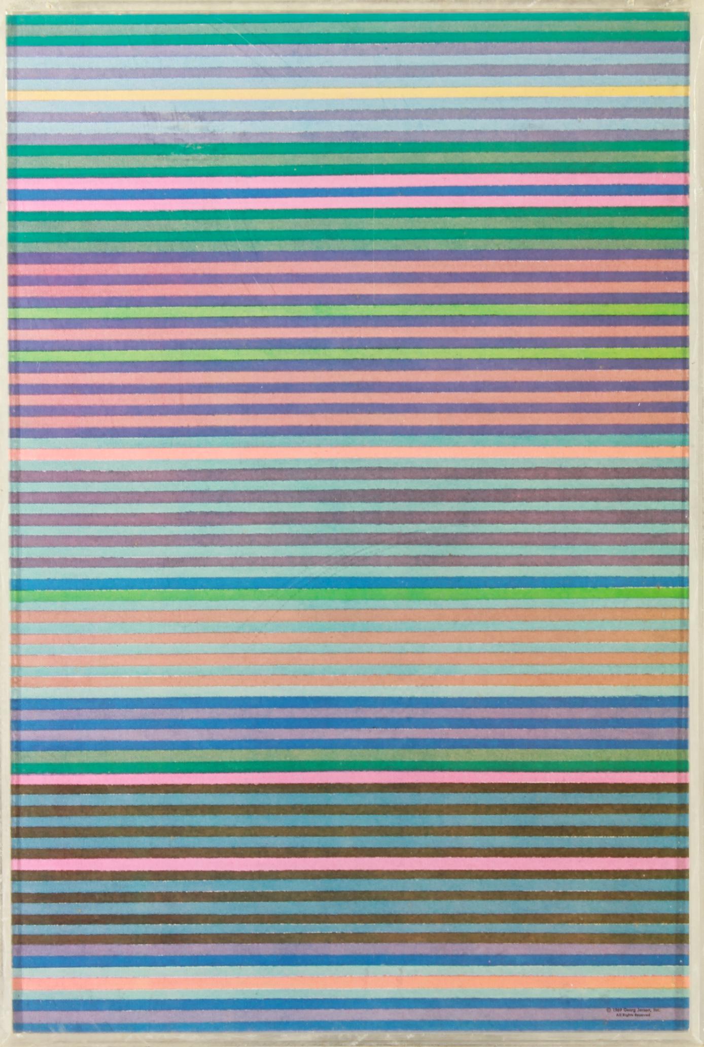 Gene Davis for Georg Jensen Art Puzzle 1969: Gene Davis for Georg Jensen double-sided 82 piece uncut puzzle, 1969, produced for the "Art in America: Art for Everyday Living" series of artist's games, signed in lower right corner on each side, mo