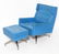 Mid-Century Modern Blue Swivel Chair & Ottoman - 2
