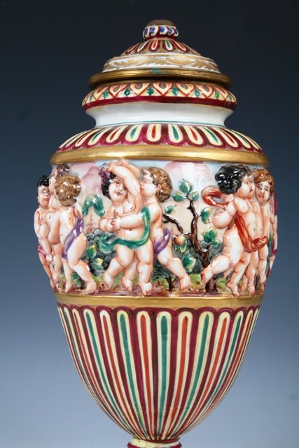 19th c. Hand Painted French Covered Urn
