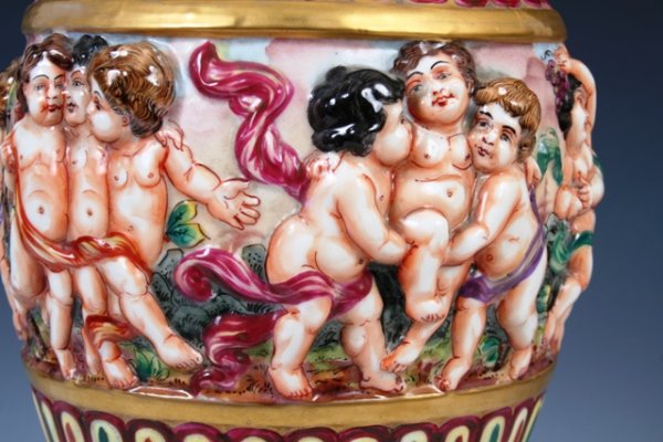 19th c. Hand Painted French Covered Urn - 3