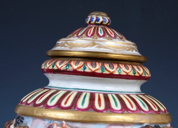 19th c. Hand Painted French Covered Urn - 5