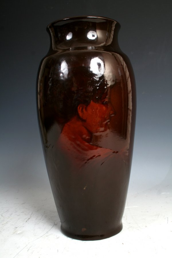 Euro. Hand Painted Portrait Vase, Stamped