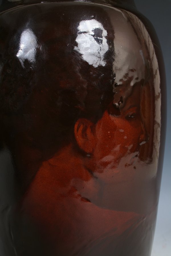 Euro. Hand Painted Portrait Vase, Stamped - 4