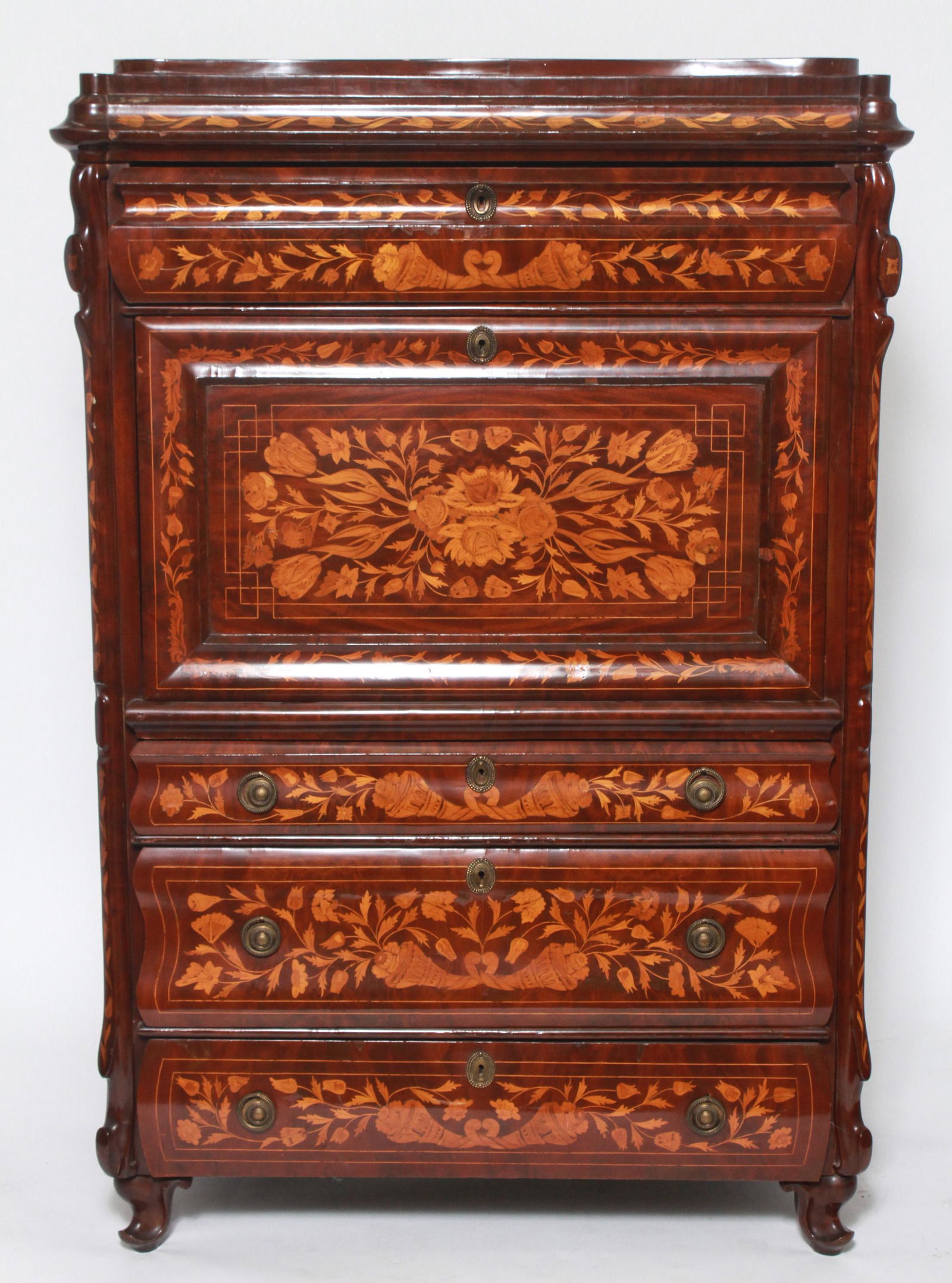 Antique Dutch Marquetry Inlaid Secretary (1 of 15)