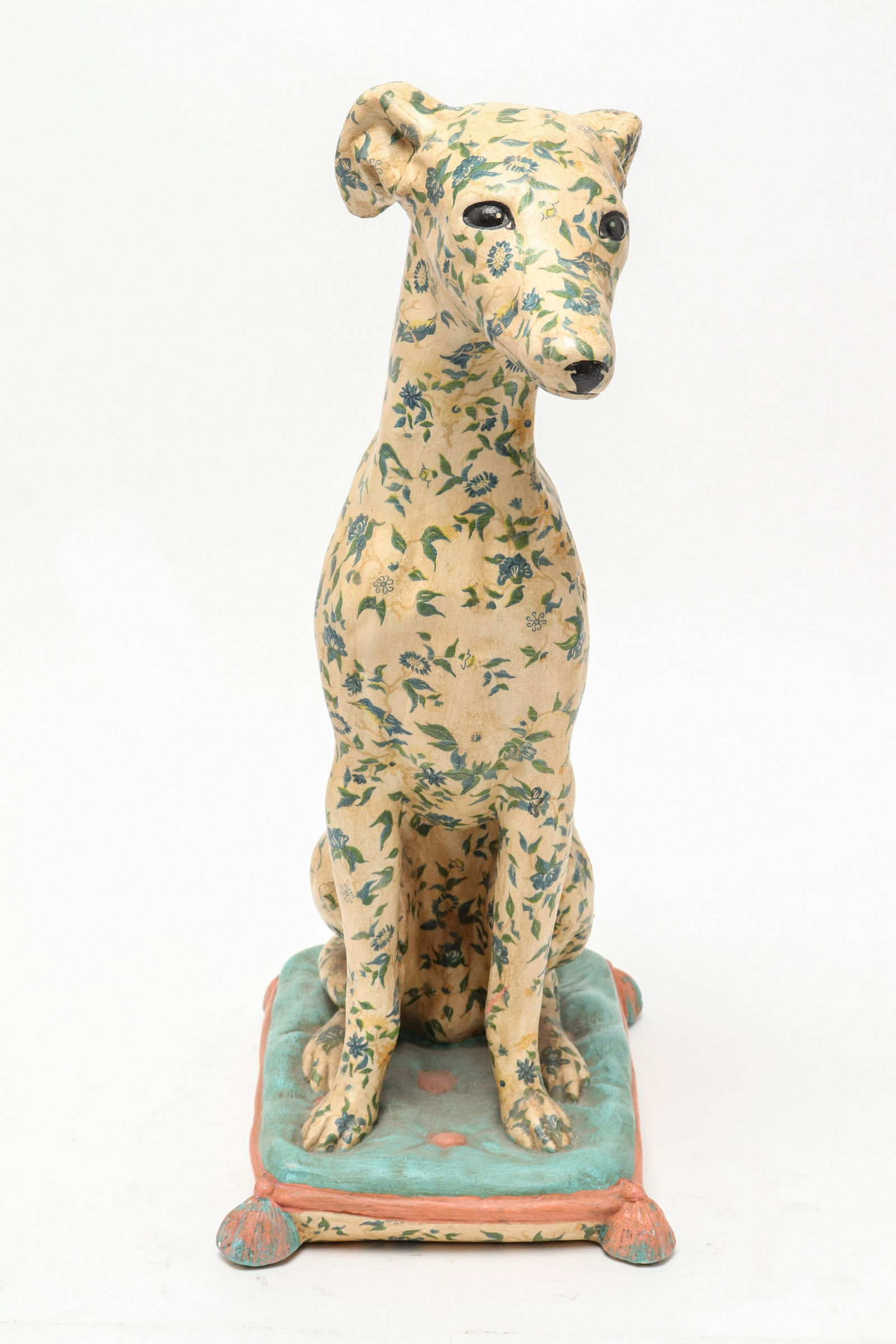Signed Floral Painted Dog Sculpture (1 of 7)