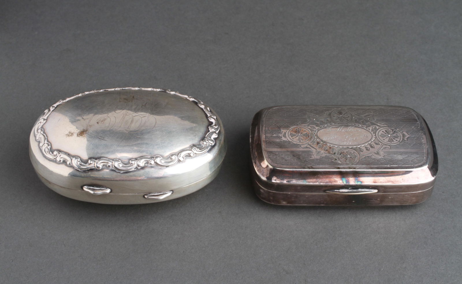 Sterling Silver Hinged Soap Box & Silver-Plate Box (1 of 4)