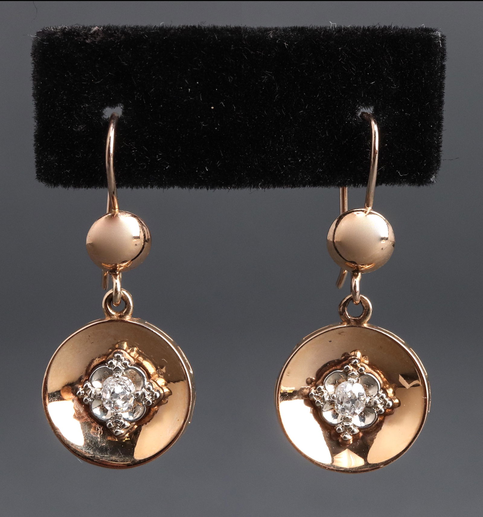 14K Gold Old Miner Cut Diamond Earrings (1 of 4)