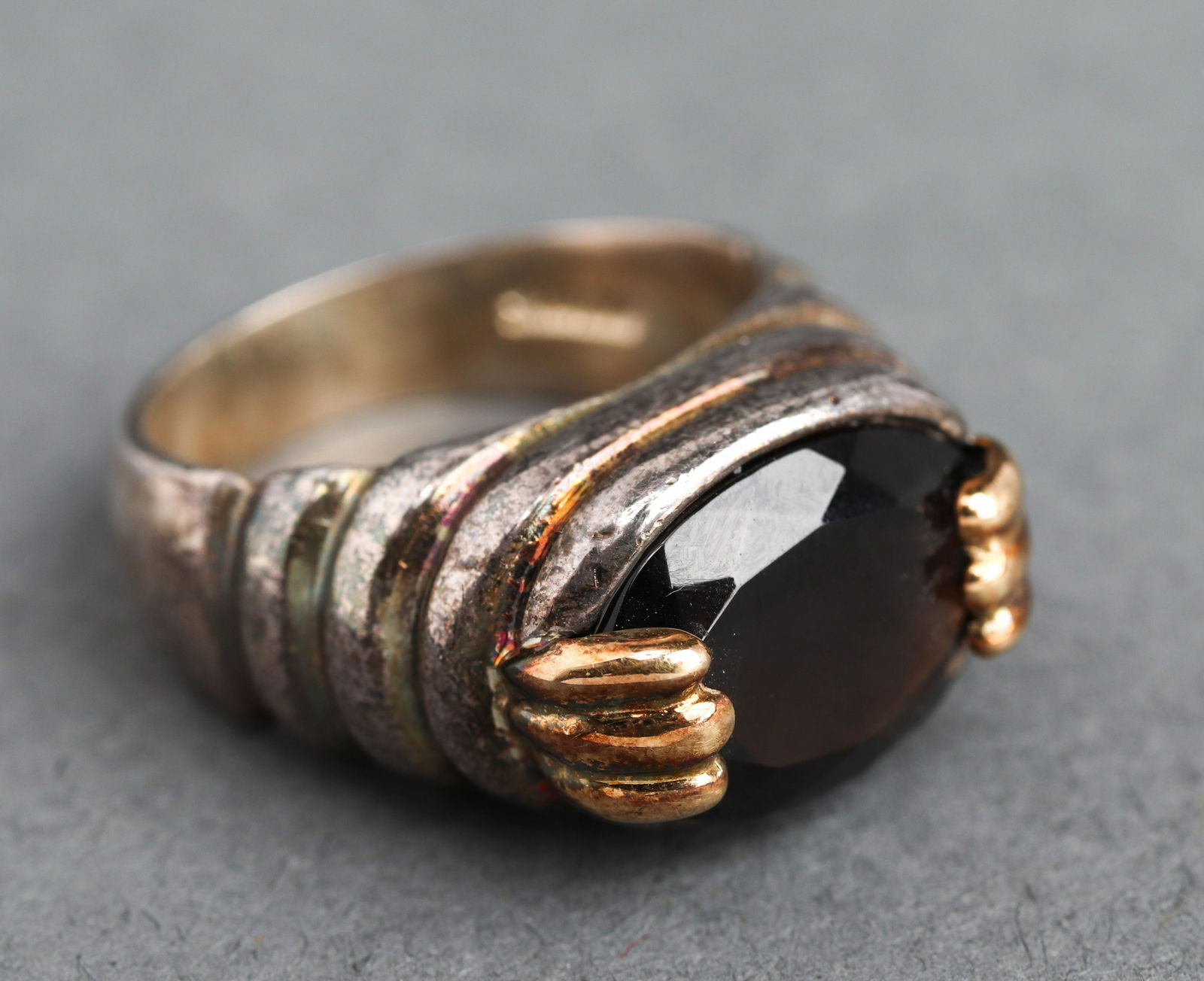 Silver & 18K Yellow Gold Smokey Quartz Ring (1 of 6)