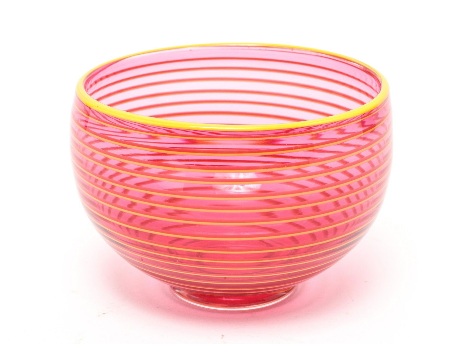 Artist Signed Studio Art Glass Swirl Motif Bowl (1 of 4)