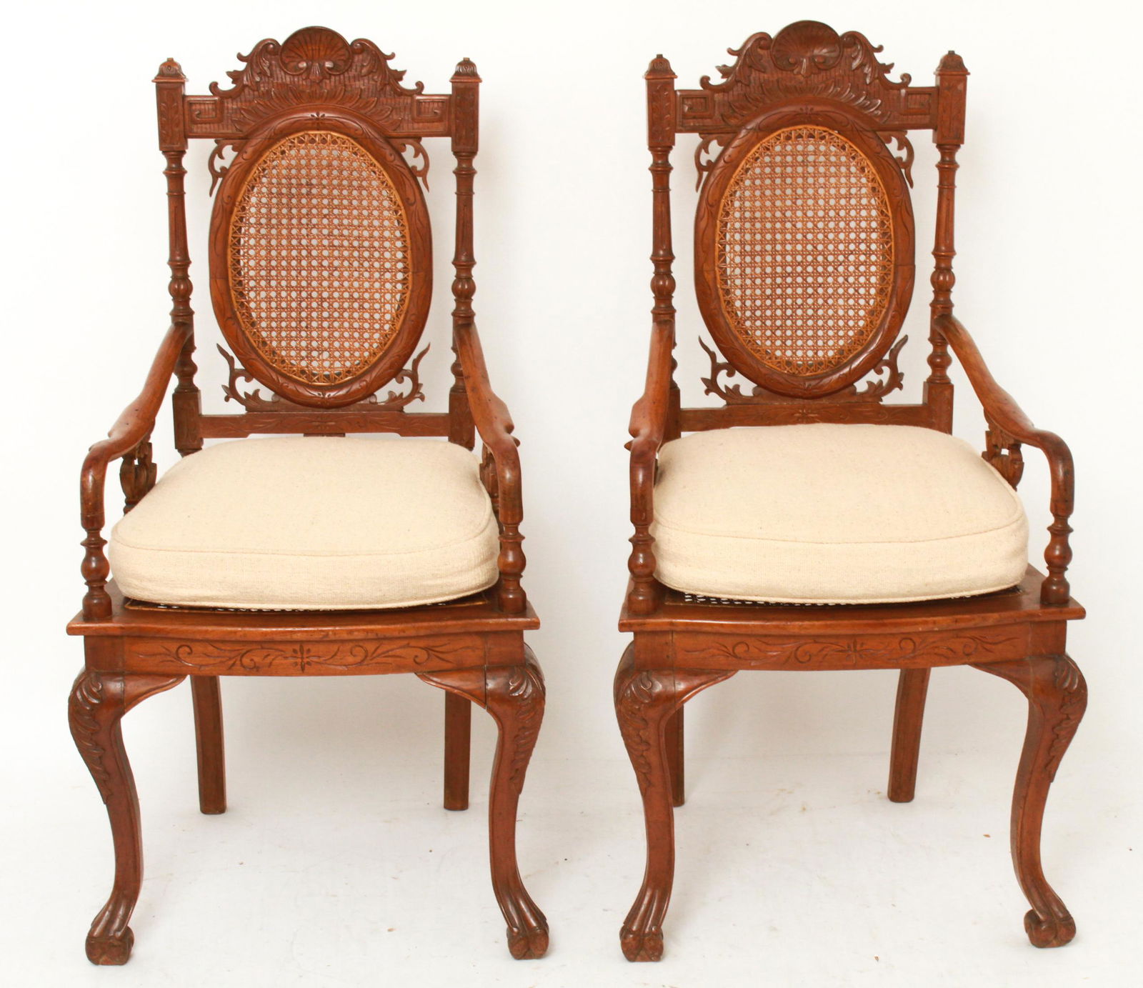 Victorian Eastlake Carved Oak Wood Arm Chairs Pair Feb 02 2020