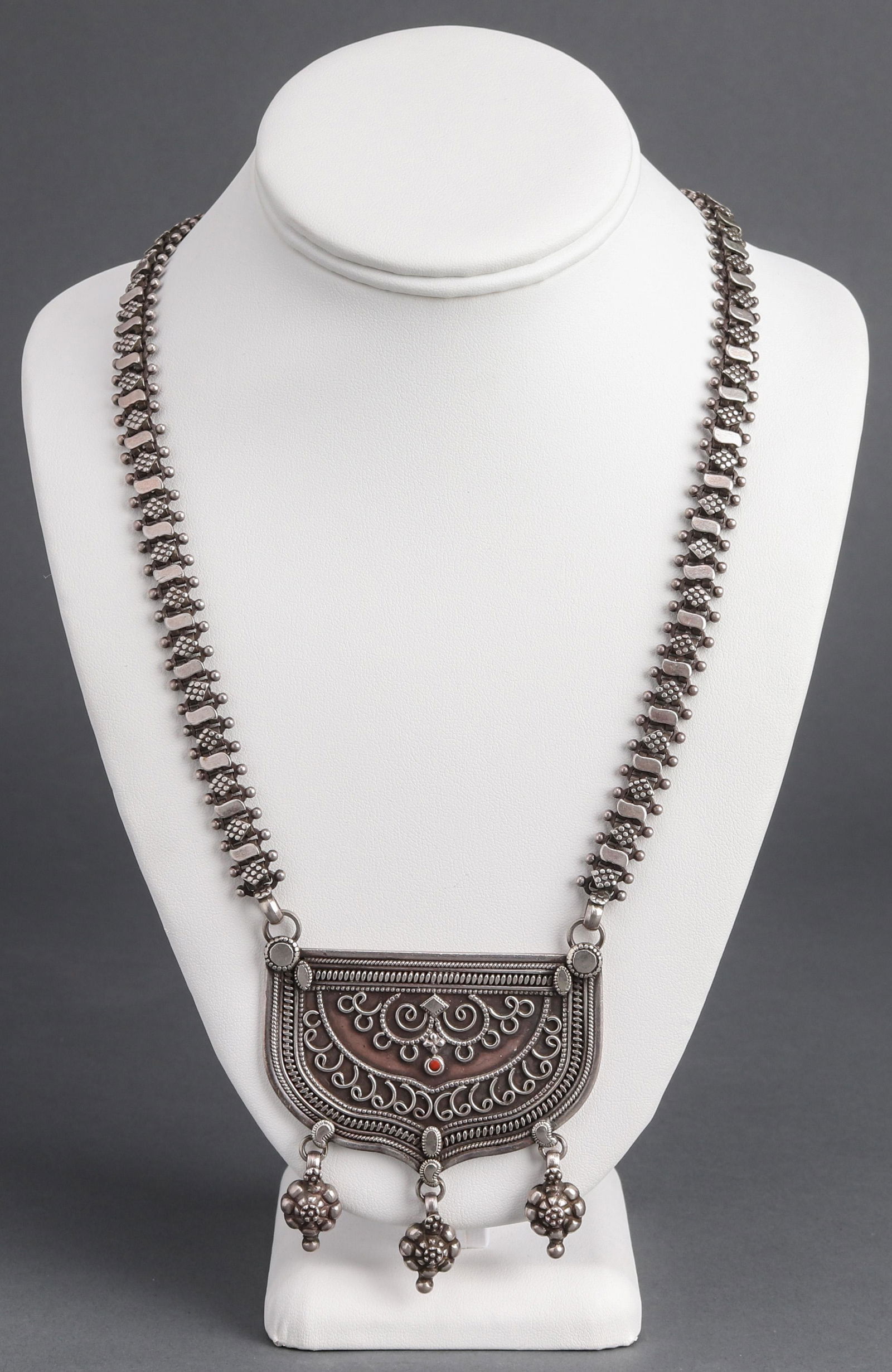 Tribal Persian Silver & Carnelian Necklace (1 of 6)