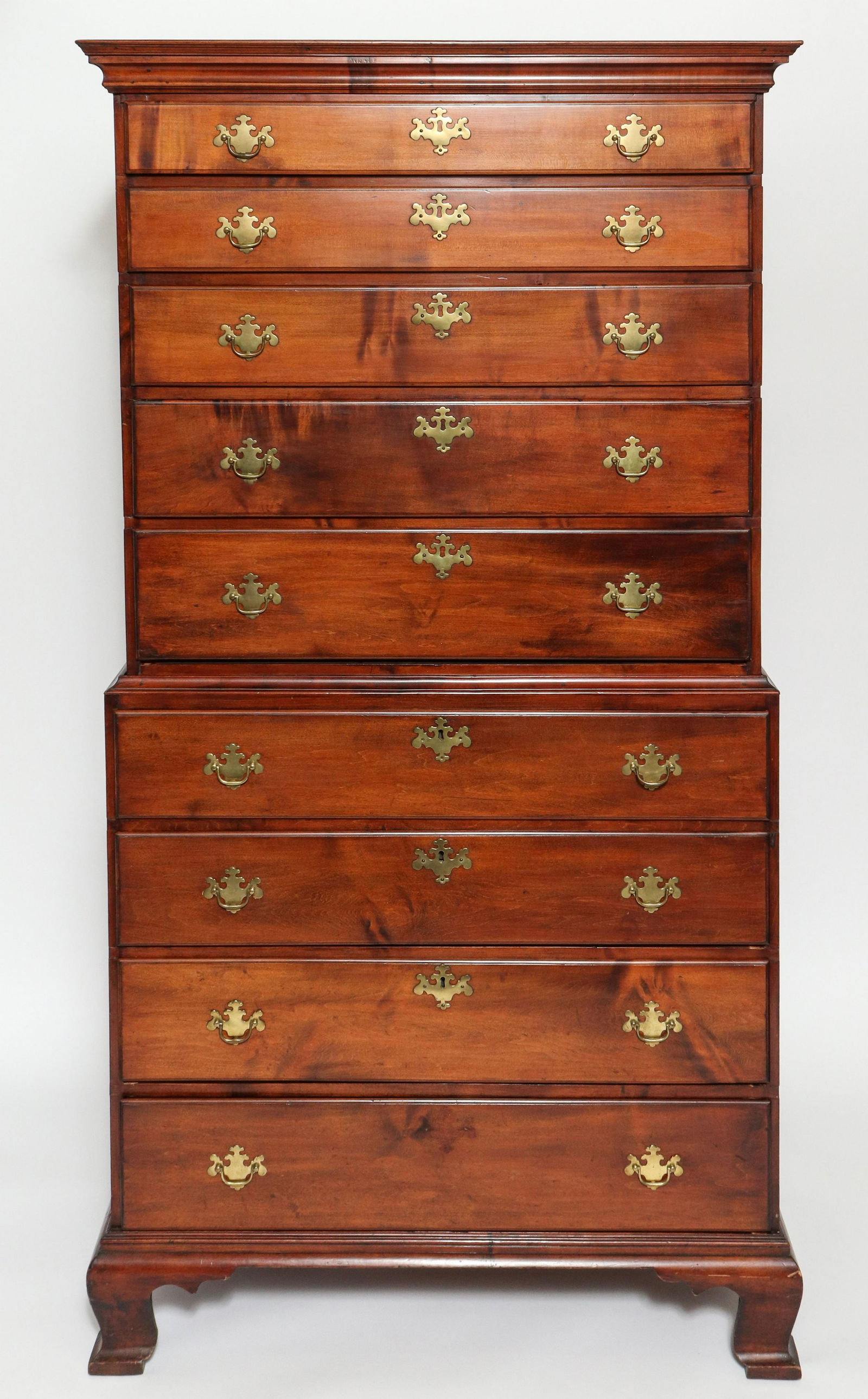 New England Chippendale Chest on Chest c 1760-1790 (1 of 10)