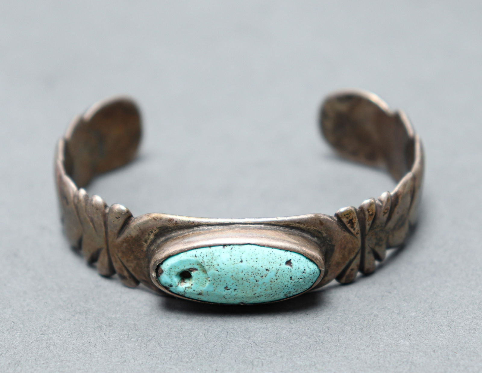Native American Indian Silver Turquoise Cuff (1 of 3)