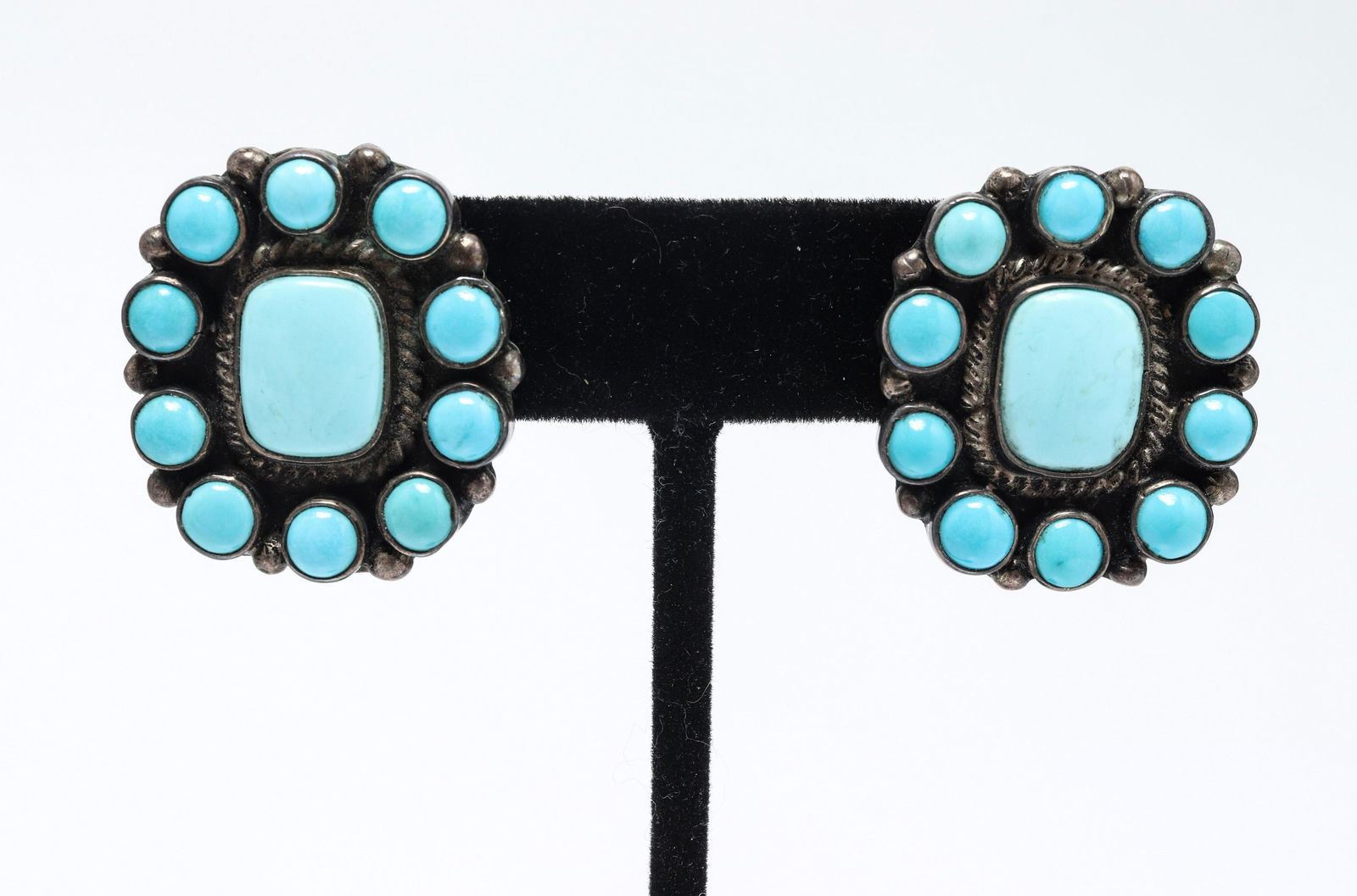 Native American Indian Silver & Turquoise Earrings (1 of 4)