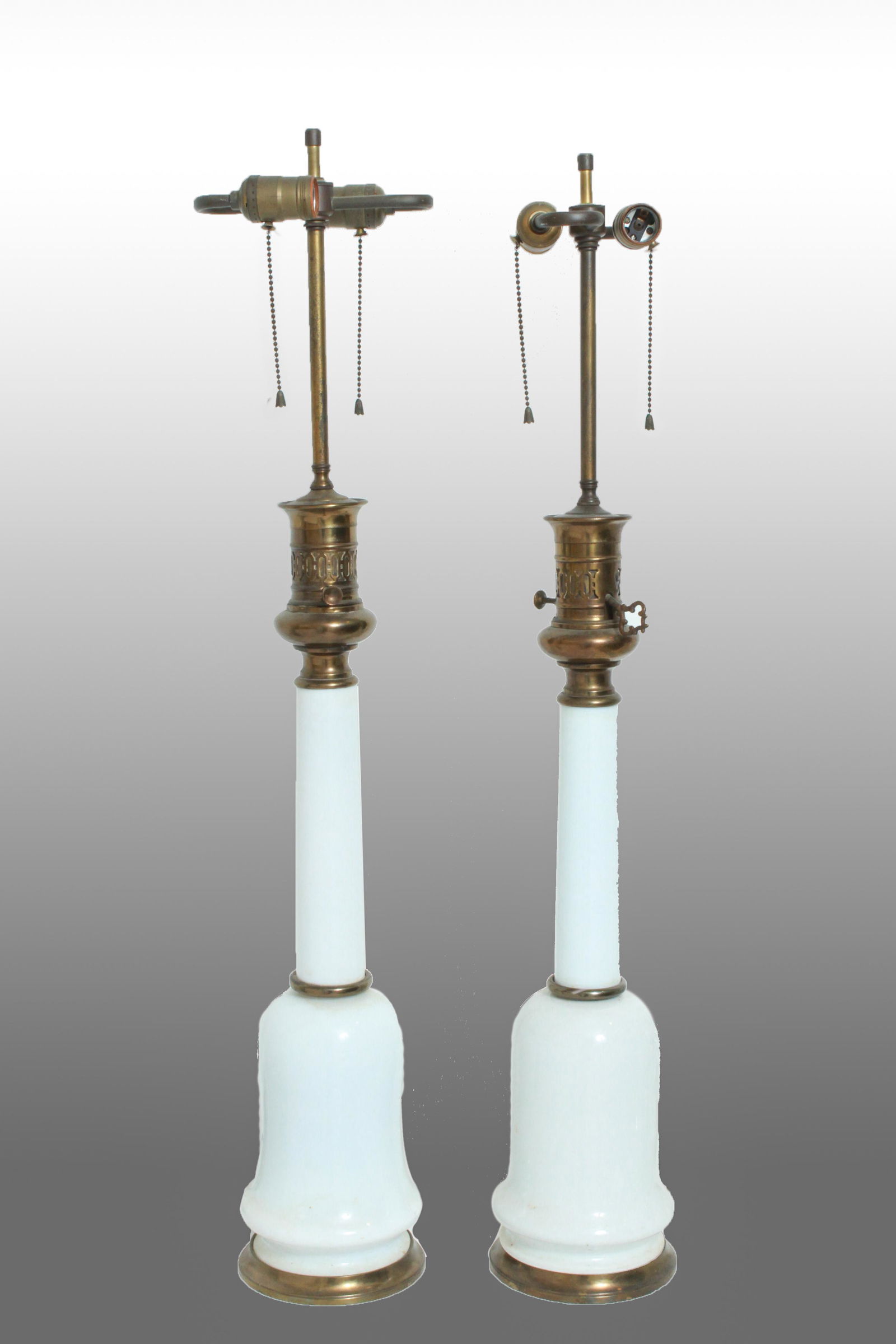 French Style White Opaline Glass Table Lamps Pair (1 of 2)