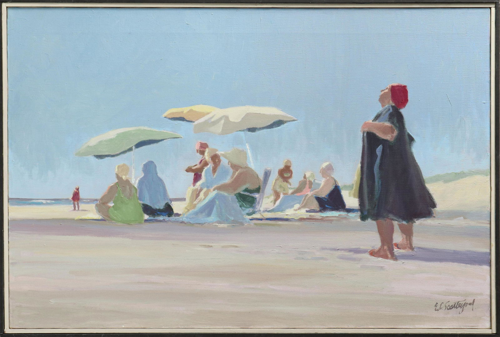Edward Scatter-Good Beach w Figures Oil on Canvas (1 of 6)