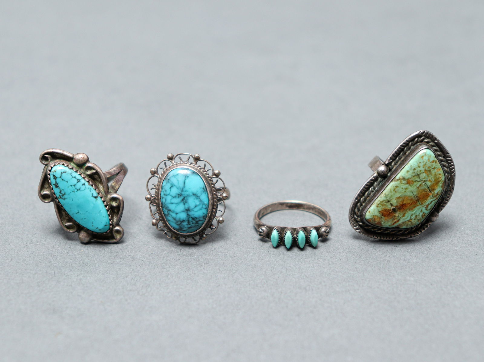 Native American Indian Silver Turquoise Rings, 4 (1 of 8)