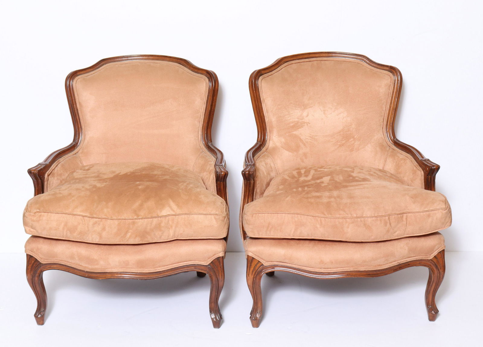 French Louis XV Manner Bergere Armchairs, Pair (1 of 9)