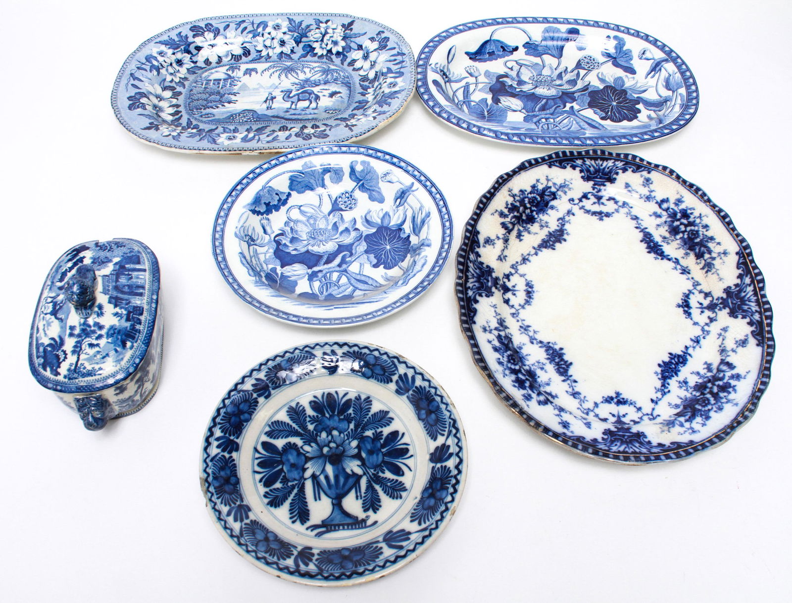 English Blue & White Pottery, 18th & 19th C., 6 (1 of 5)