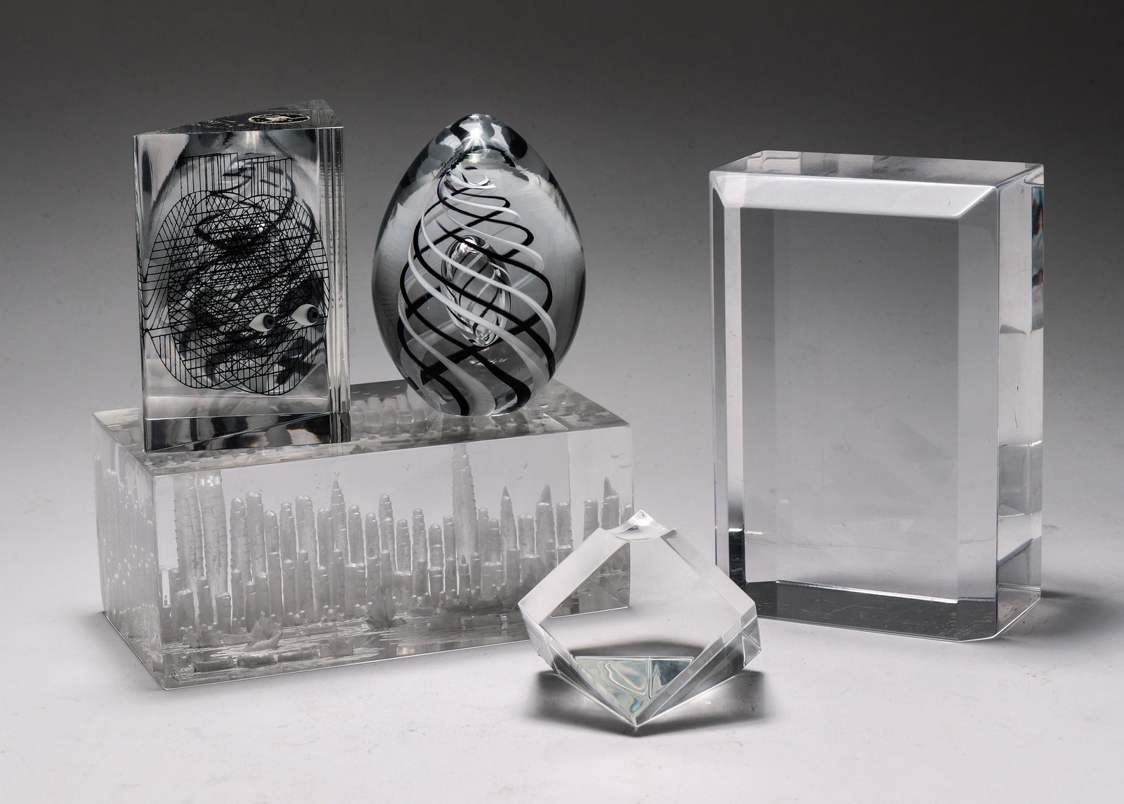 Lucite And Glass Paperweights / Desk Articles, 5 (1 of 5)