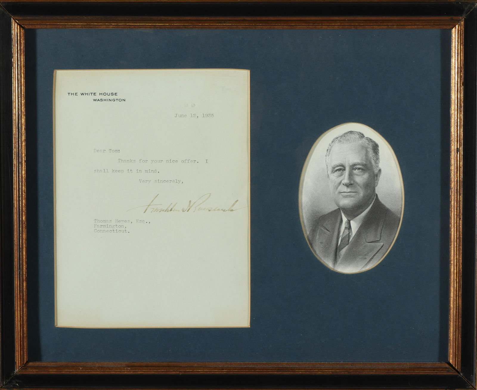 Franklin Roosevelt Typed Letter Signed 1935 (1 of 3)