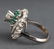 Antique 18K/14K White Gold Diamond & Emerald Ring - 2