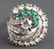 Antique 18K/14K White Gold Diamond & Emerald Ring - 5