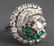 Antique 18K/14K White Gold Diamond & Emerald Ring - 7
