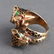 14K Yellow Gold & Enamel Dual Panther Head Ring